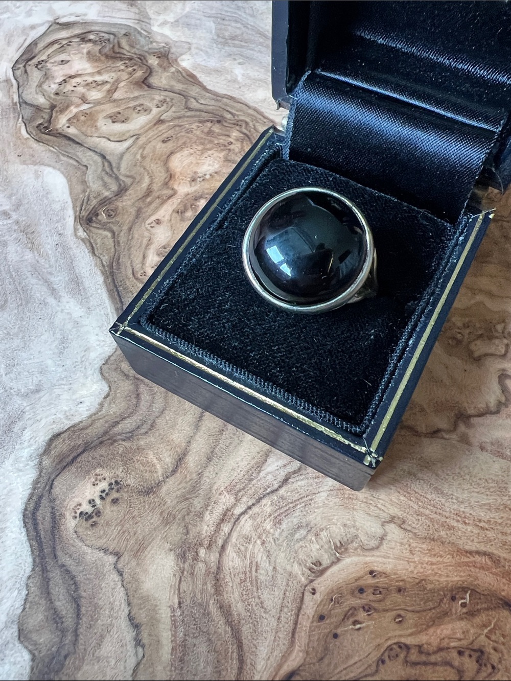 Vintage Sterling Silver Openwork and Black Onyx Cocktail Ring